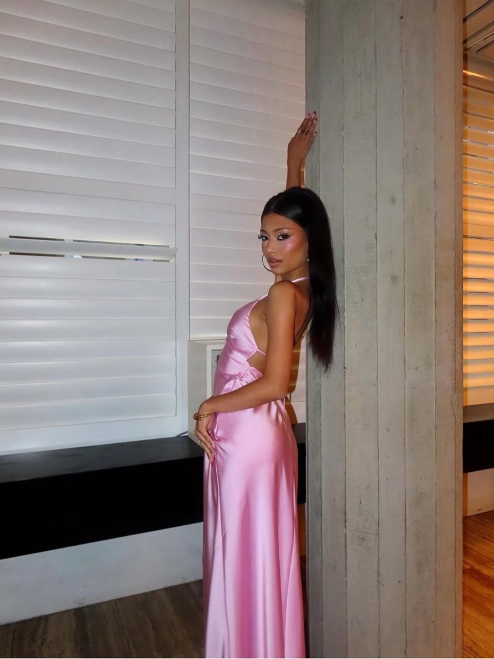 Zara Satin Pink Slip Maxi Dress - Picture 2 of 9